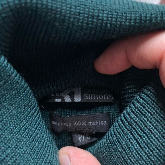Le 31 Simons women's forest green turtleneck sweater, merino wool, size small - Picture 3 of 4